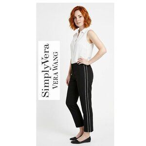 SIMPLY VERA VERA WANG - black athleisure pants with dual white side stripes